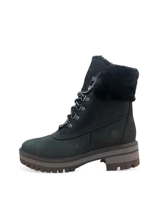 Timberland Black Courmayeur Valley Shearling-Trim Ankle Boots