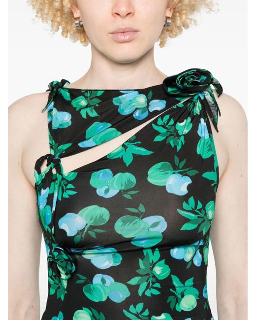 Coperni Green Flower Asymmetric Top