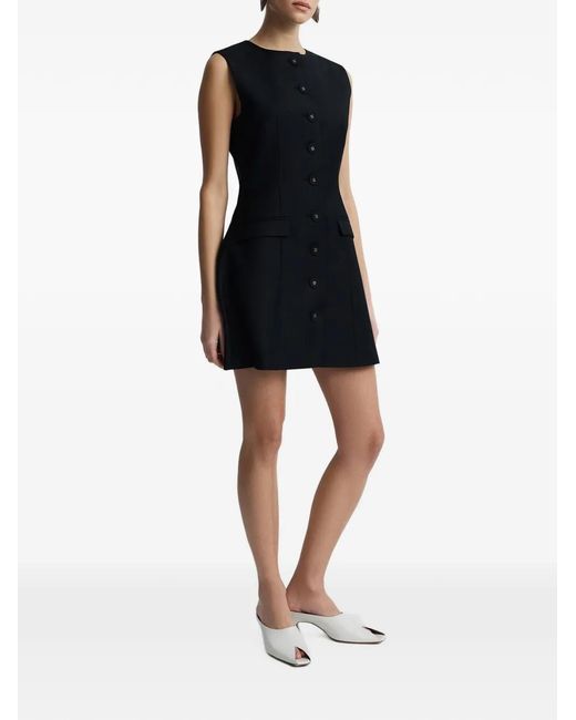 Anna Quan Black Sofia Button-Front Mini Dress