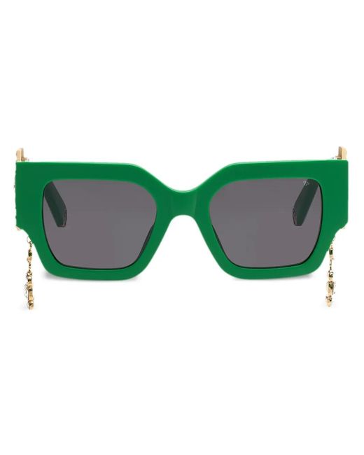 Philipp Plein Green Square Exclusive Oversize-Frame Sunglasses