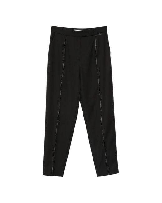 Nissa Black Dotted-Seam Trousers