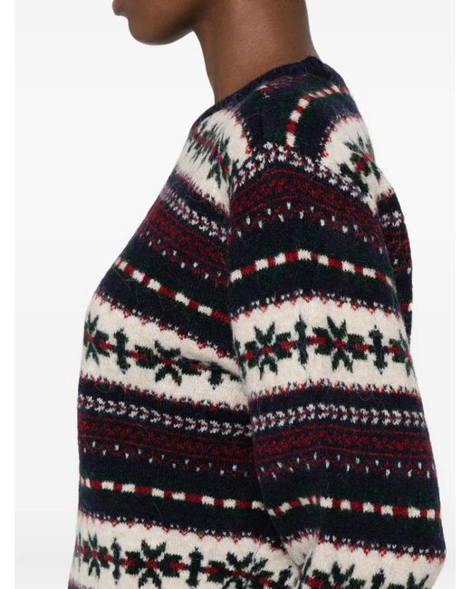 DUNST Black Fairisle-Pattern Crew-Neck Jumper
