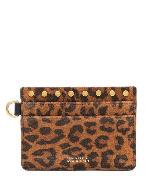 Isabel Marant Brown Leopard Print Card Holder