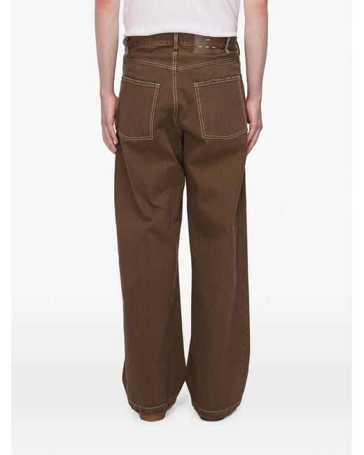 Song For The Mute Green Contrast-Stitch Wide-Leg Jeans for men