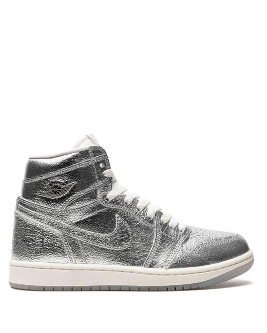 Nike Gray Air 1 High Og "metallic Silver" Sneakers