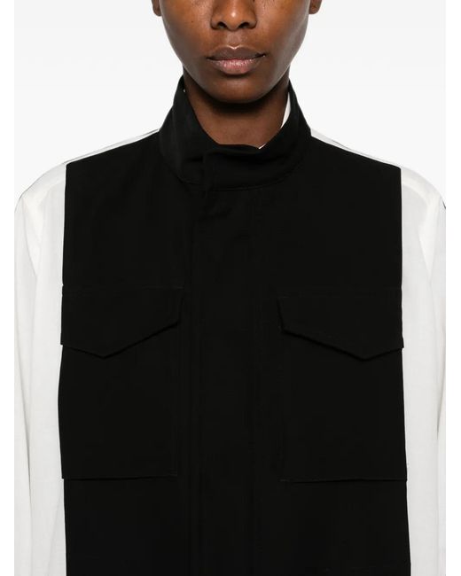 Sacai Black Layered-Panel Zip-Up Shirt