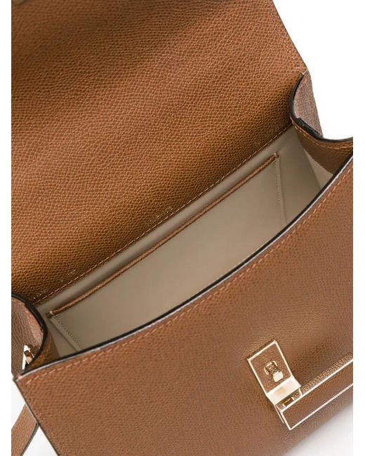 Valextra Brown Mini Iside Leather Tote Bag