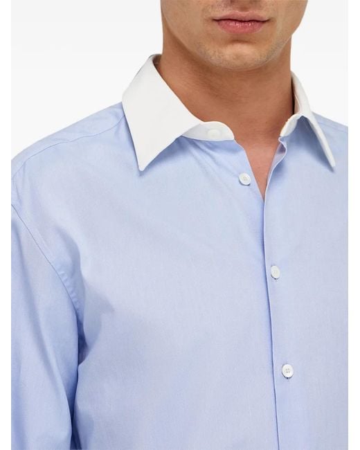 Ferragamo Blue Oxford Shirt for men