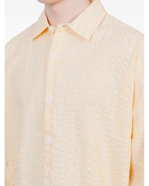 Vous Décidez White Seersucker Striped Shirt for men
