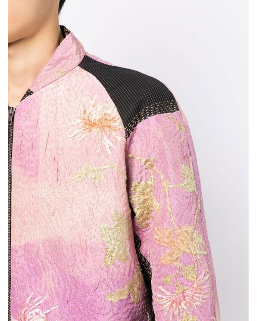 By Walid Pink Otto Embroidered Bomber Jacket for men