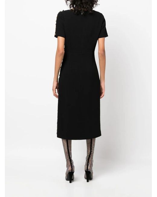 Gucci Black Wool Dress With Embellished Buttons And Side Opening