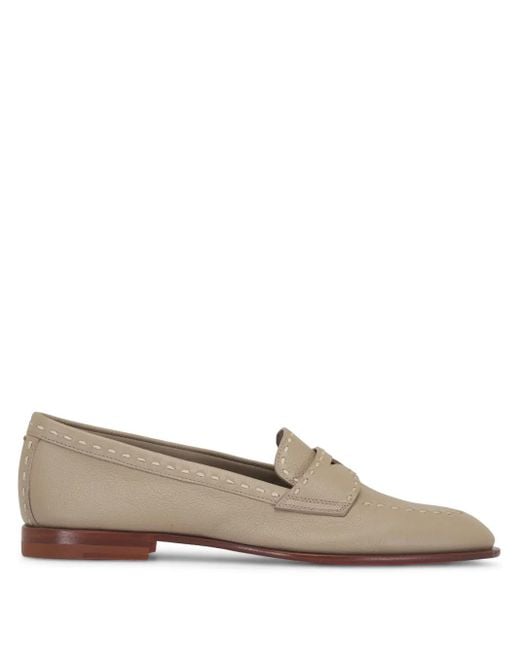Santoni Brown Penny Loafers