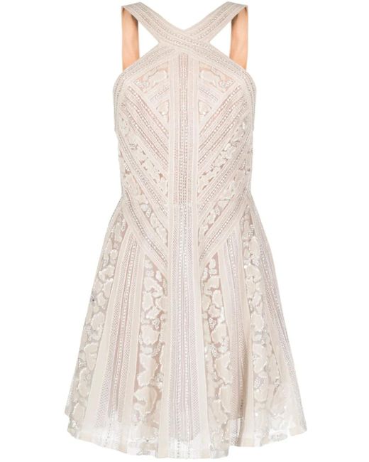 Robe Mi-Longue En Soie À Ornements Elie Saab en coloris White