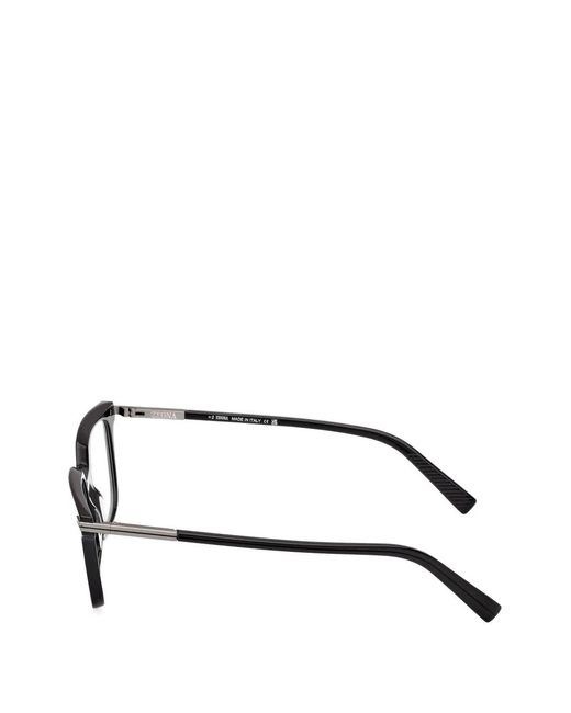 Zegna Black Square-Frame Glasses for men