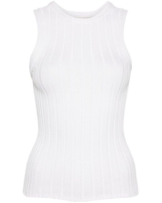 Khaite White The Manu Ribbed Tank Top - Women's - Silk/polyamide/cotton