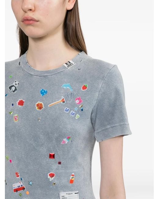 Maison Mihara Yasuhiro Gray Kids Sticker Short-Sleeve Appliquéd T-Shirt