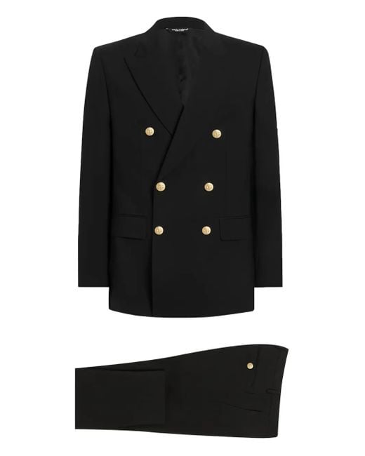 Dolce & Gabbana Doppelreihiger Martini-Fit Anzug mit goldfarbenen Knöpfen in Black für Herren