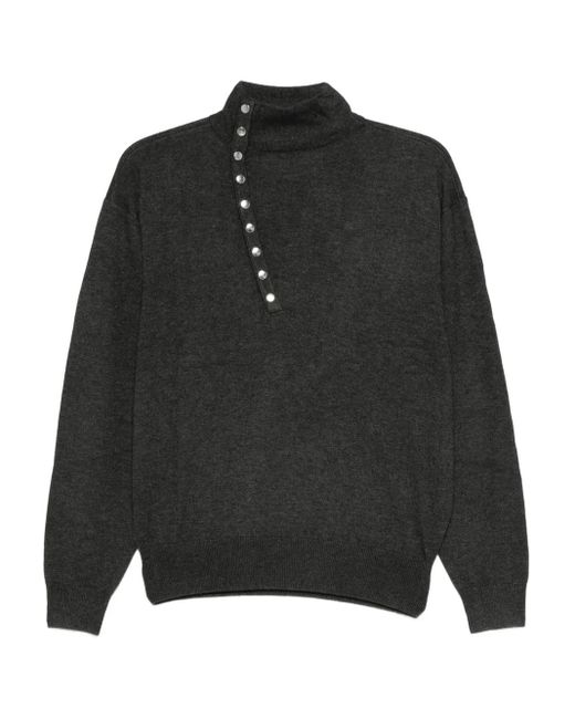 Isabel Marant Black Calsia High-Neck Stud-Detail Sweater
