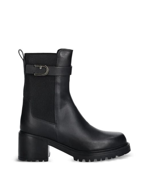 Furla Black Buckle Strap Boots