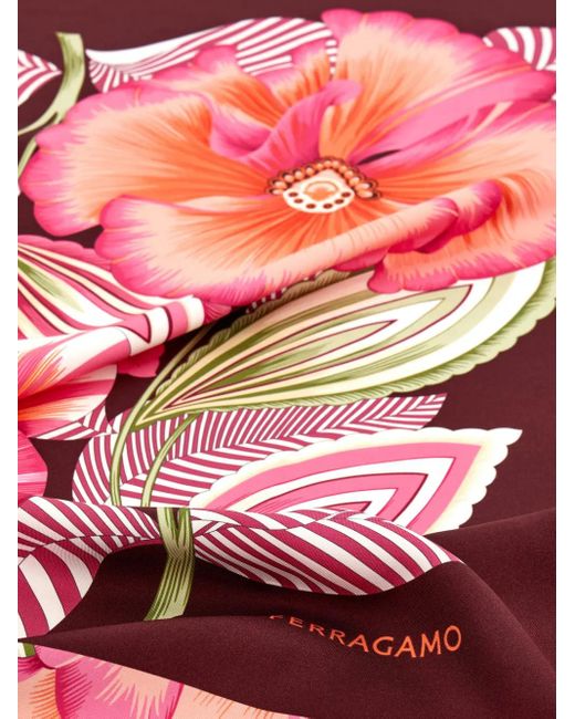 Ferragamo Pink Brezza-Print Silk Scarf
