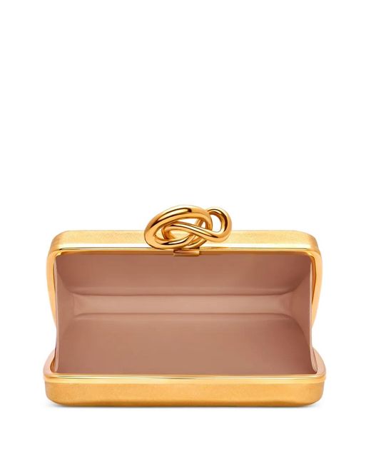 Oscar de la Renta Natural Knot Minaudière Textured-Finish Clutch Bag