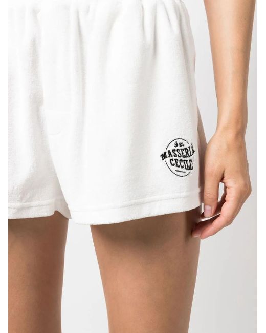 Être Cécile White Terry-Cloth Track Shorts