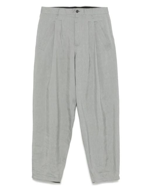 メンズ Giorgio Armani プリーツディテール パンツ Gray