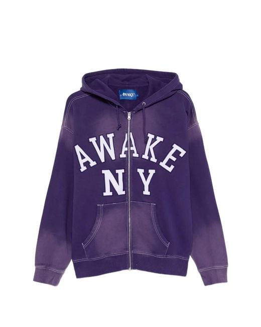 AWAKE NY メンズ パープル ジップアップ パーカー
