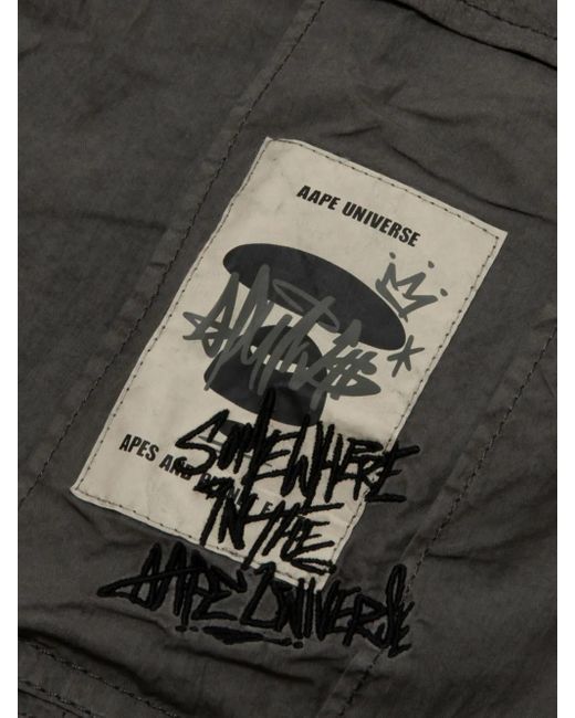 Aape By A Bathing Ape Black Logo-Appliqué Cargo Shorts for men