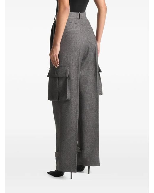 Manière De Voir Black Danielle Textured Pleated Marl Tailored Cargo Pants