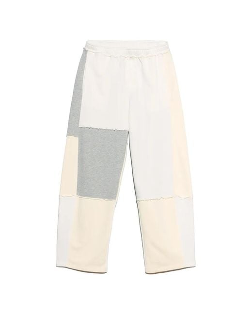 Bimba Y Lola White Ivory-Cotton-Patchwork Jogger Trousers