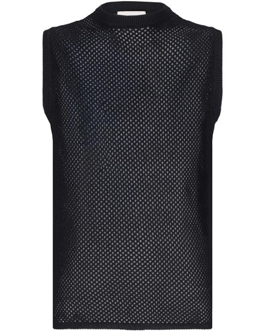 Laneus オープンニット ベスト Black