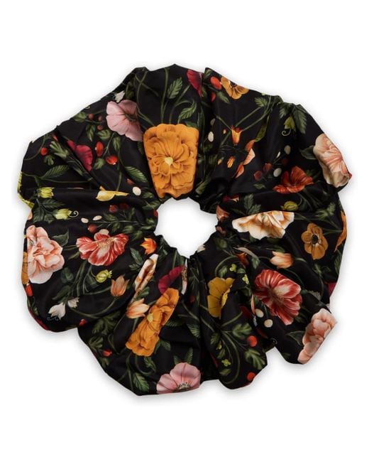 LaDoubleJ Black Giga Floral-Patterned Scrunchie