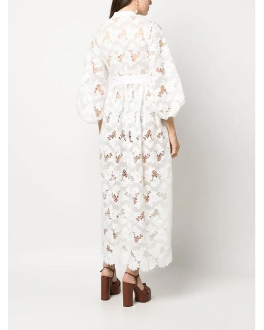 Erdem White Nairne Floral-Lace Midi Dress