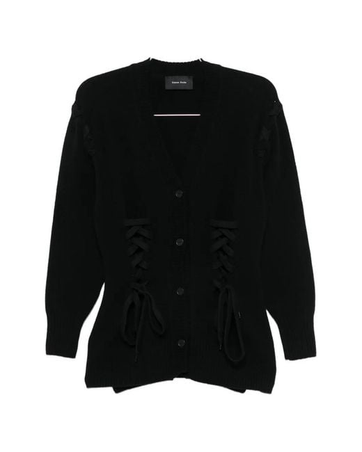 Simone Rocha Black Lace-Up Cardigan