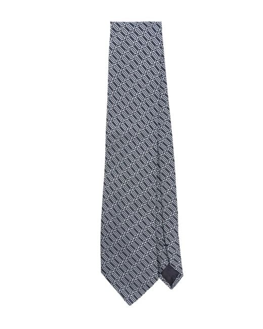 Lanvin Gray Etiquette Logo Tie Accessories for men