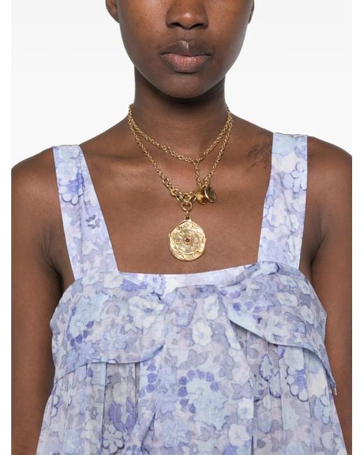 Chloé Blue Floral-Print Tiered Maxi Dress