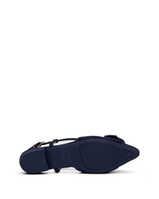 Frau Blue Buckle-Detail Suede Slingback Pumps