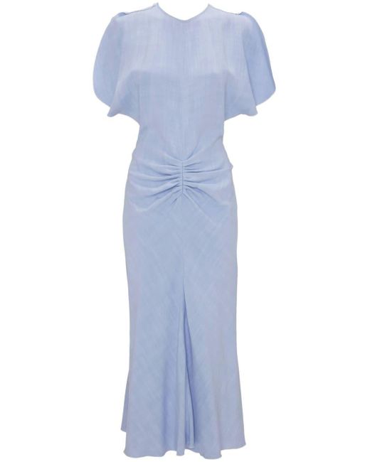 Victoria Beckham Blue Gerafftes Kleid