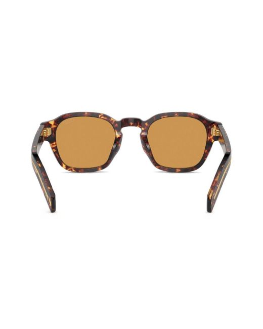 Prada Brown Tortoiseshell-effect Round-frame Sunglasses for men