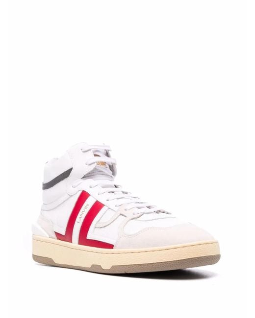 Lanvin Pink Logo-Patch Lace-Up Sneakers for men