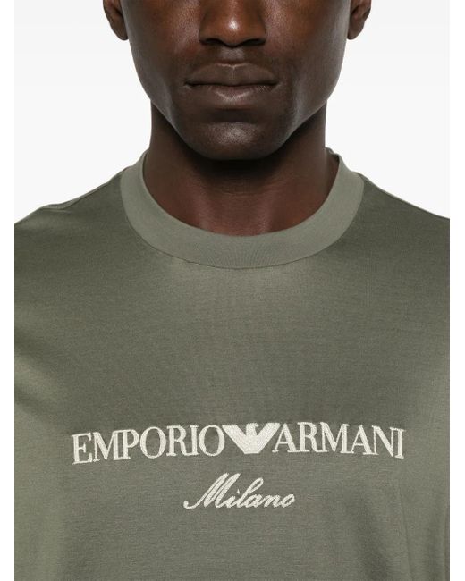 メンズ Emporio Armani ロゴ Tシャツ Green