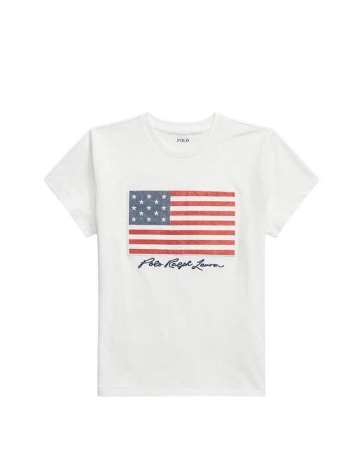 Polo Ralph Lauren White Flag-Motif T-Shirt