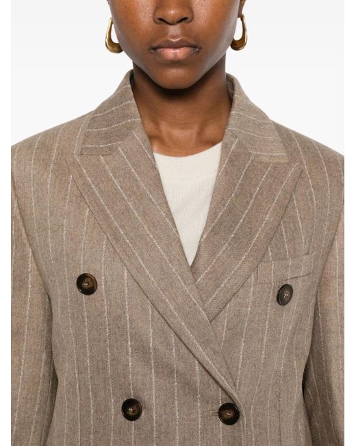 Incotex Natural Pinstripe-Print Double-Breasted Blazer