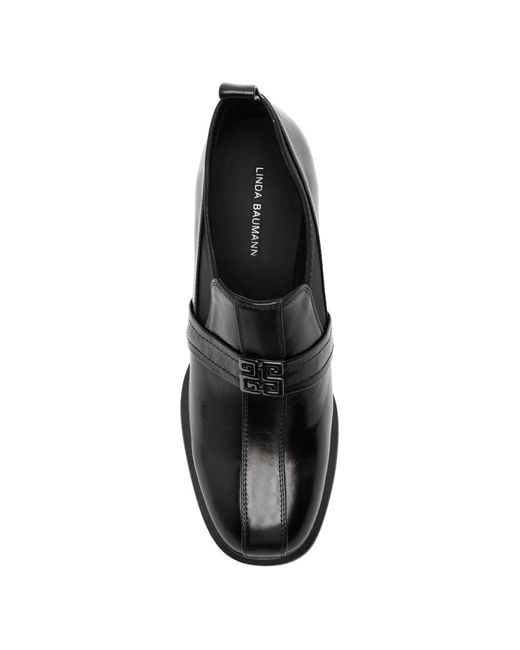 Linda Baumann Black Logo-Plaque Block-Heel Pumps