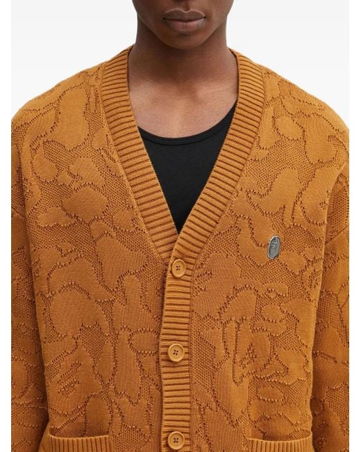 A Bathing Ape Yellow Buttoned Cotton Cardigan for men