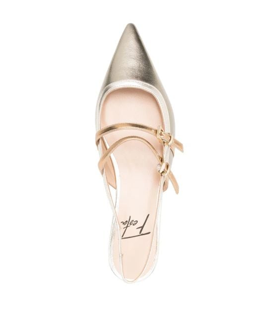 Roberto Festa White Coimbra Leather Ballerina Shoes