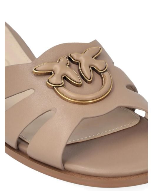 Pinko Brown Elegant Leather 'Milly' Slides