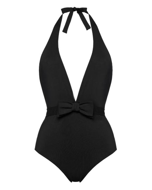 Black and White Halter Neck Swimsuit