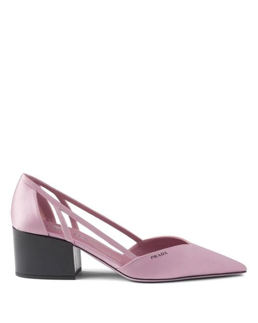 Prada Purple Satin Cut-Out Pumps